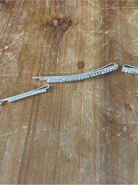 Silver Crystal Bar Hair Pins - Elegant Women’s Hair Accessories